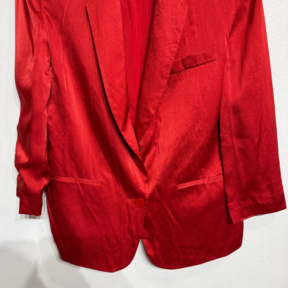 DKNY Red Silk Vintage Blazer Sz 10 - Picture 4 of 12